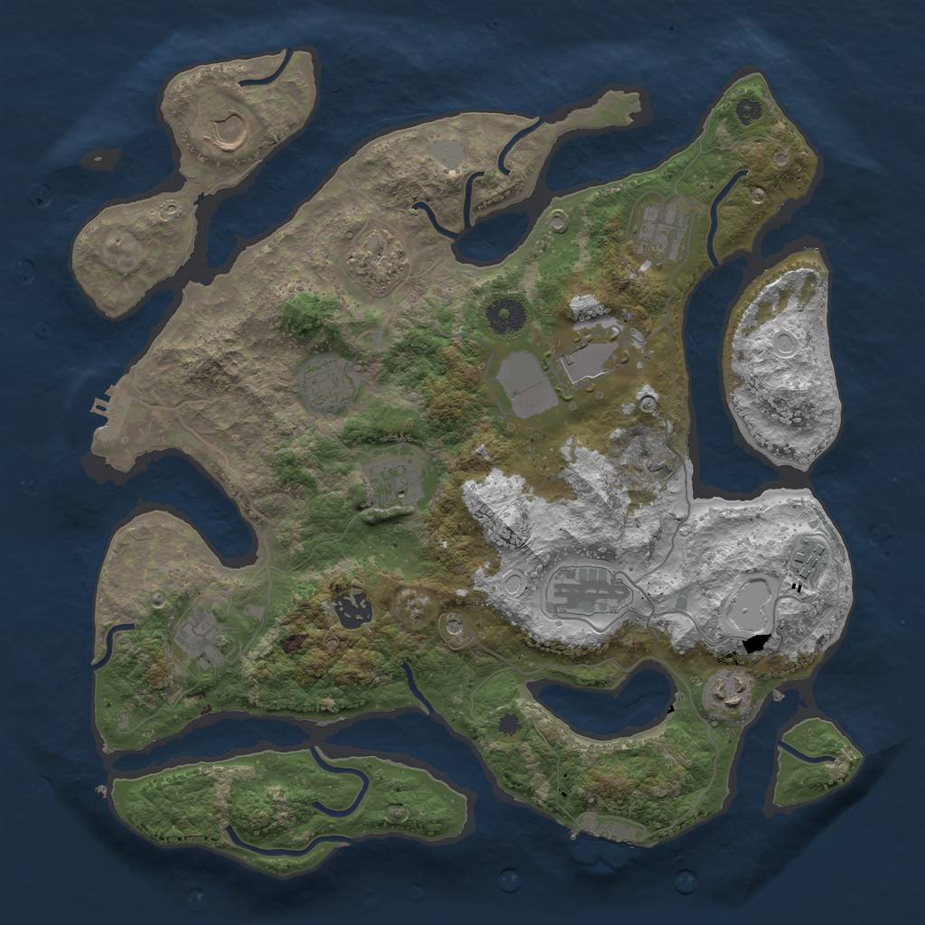 Rust Map: Procedural Map, Size: 3700, Seed: 3441102, 19 Monuments