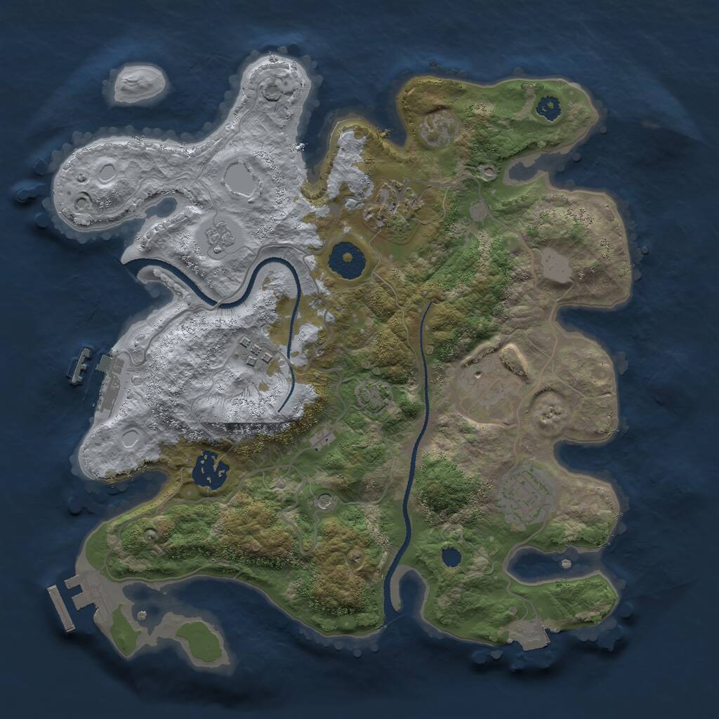 Rust Map: Procedural Map, Size: 3000, Seed: 2975643, 11 Monuments