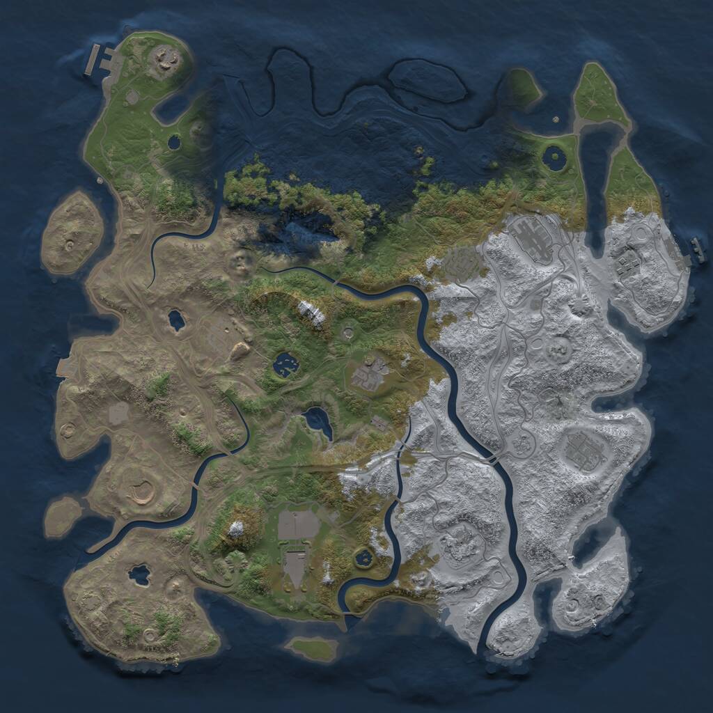 Rust Map: Procedural Map, Size: 4500, Seed: 97491088, 17 Monuments
