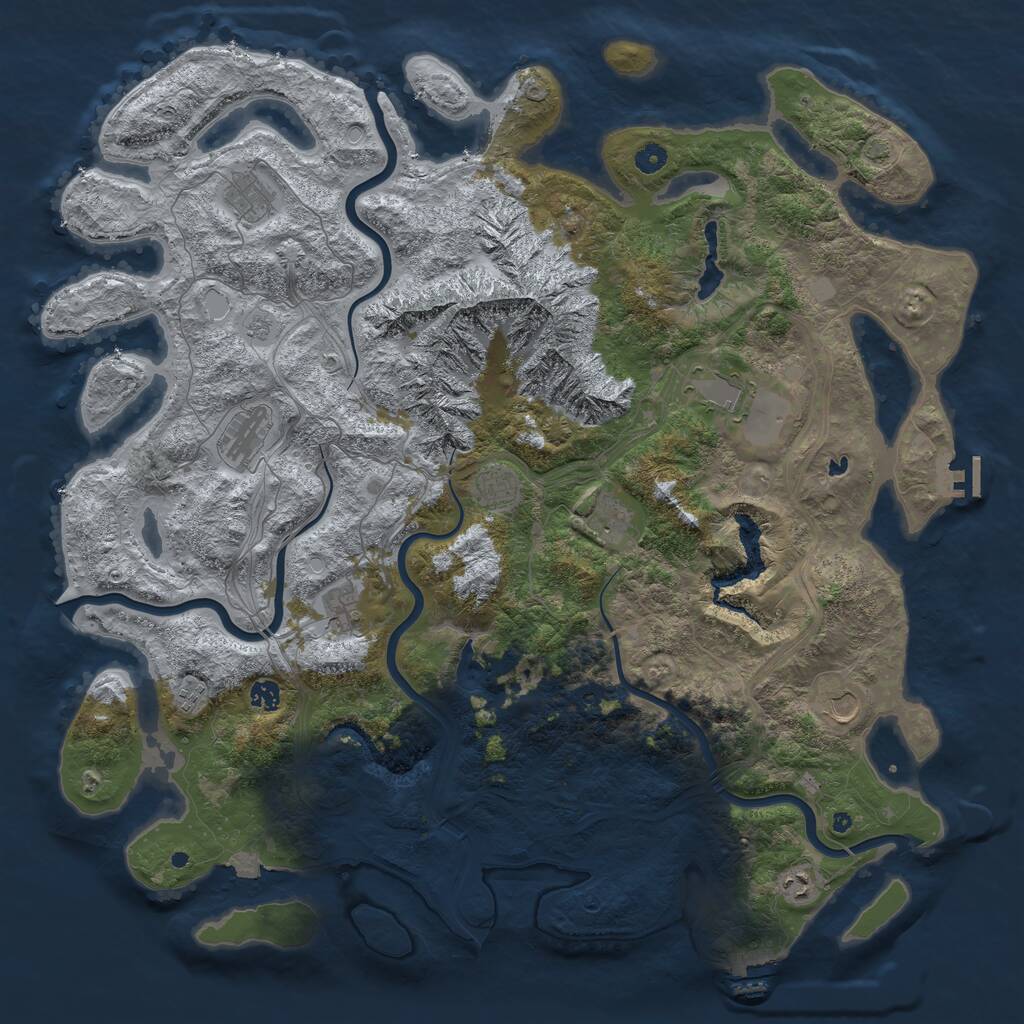 Rust Map: Procedural Map, Size: 5000, Seed: 1319037, 16 Monuments