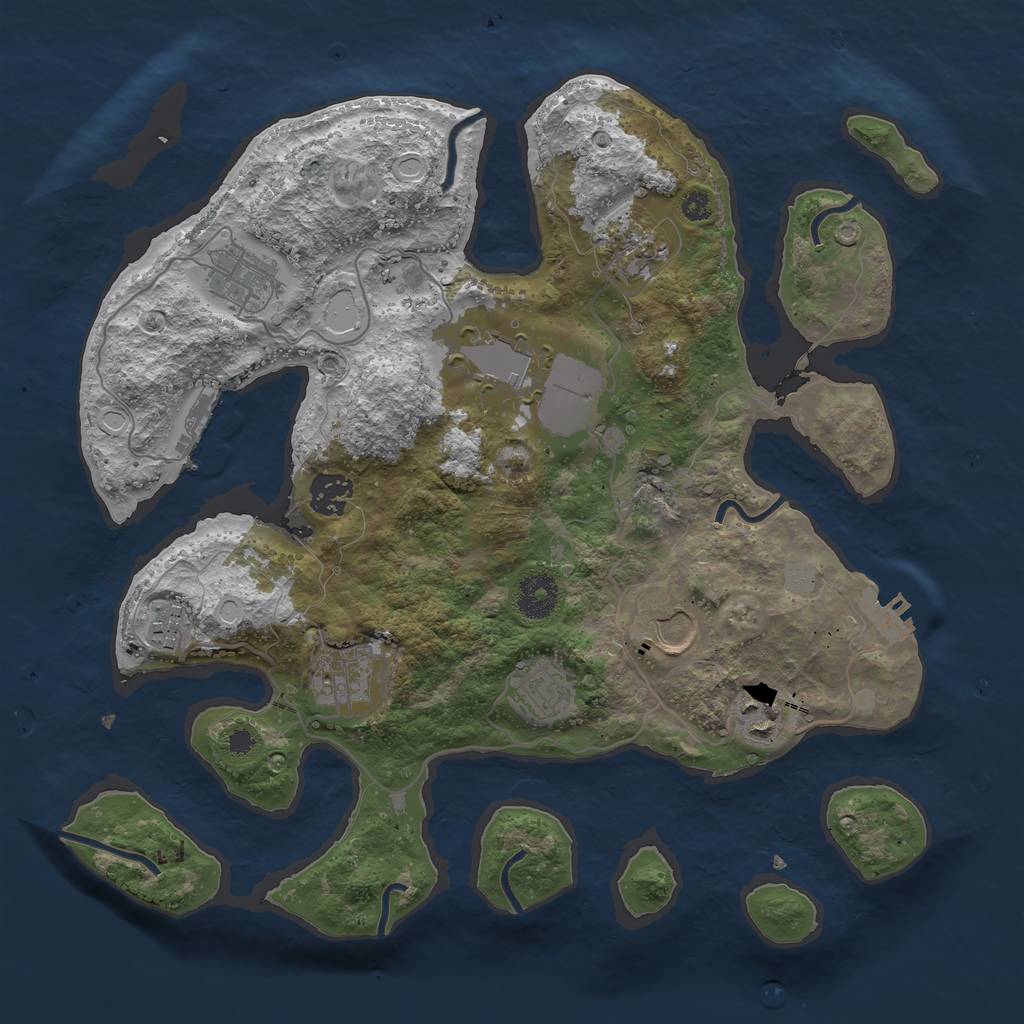 Rust Map: Procedural Map, Size: 3500, Seed: 126068240, 16 Monuments