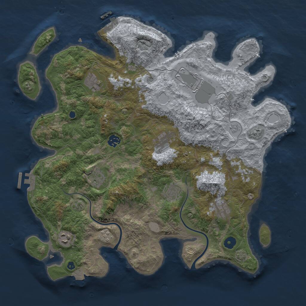 Rust Map: Procedural Map, Size: 3875, Seed: 417926364, 15 Monuments