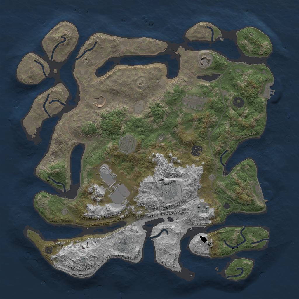 Rust Map: Procedural Map, Size: 4000, Seed: 803728, 16 Monuments