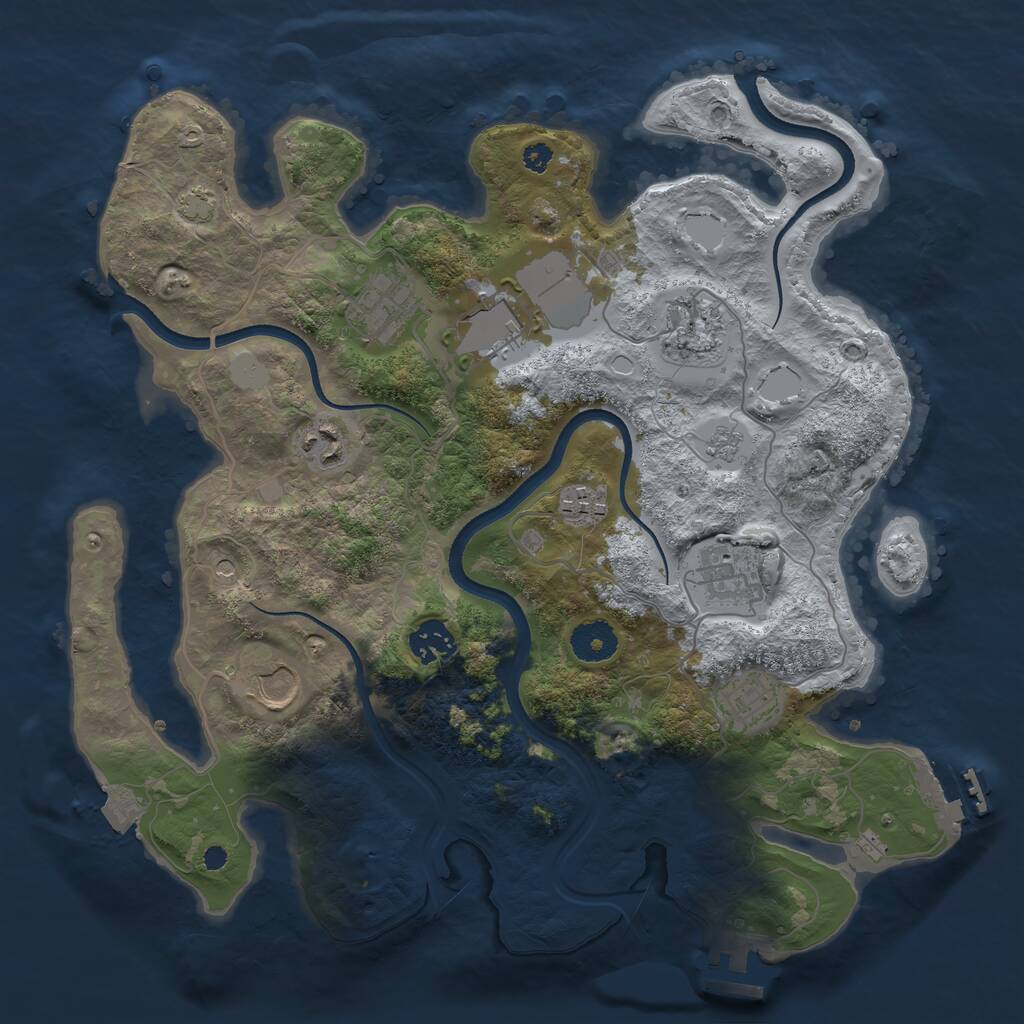 Rust Map: Procedural Map, Size: 3500, Seed: 123413, 15 Monuments