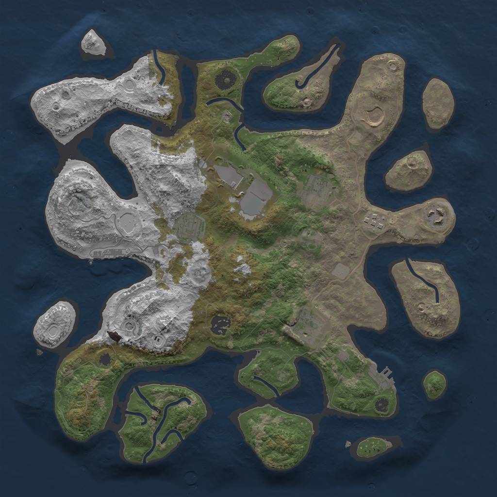 Rust Map: Procedural Map, Size: 3750, Seed: 12919, 16 Monuments