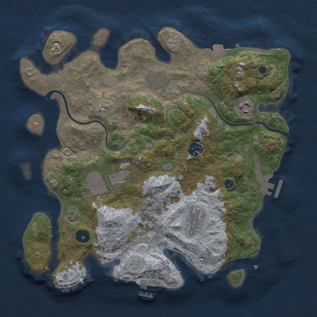 Rust Map: Procedural Map, Size: 3500, Seed: 1236888843, 12 Monuments