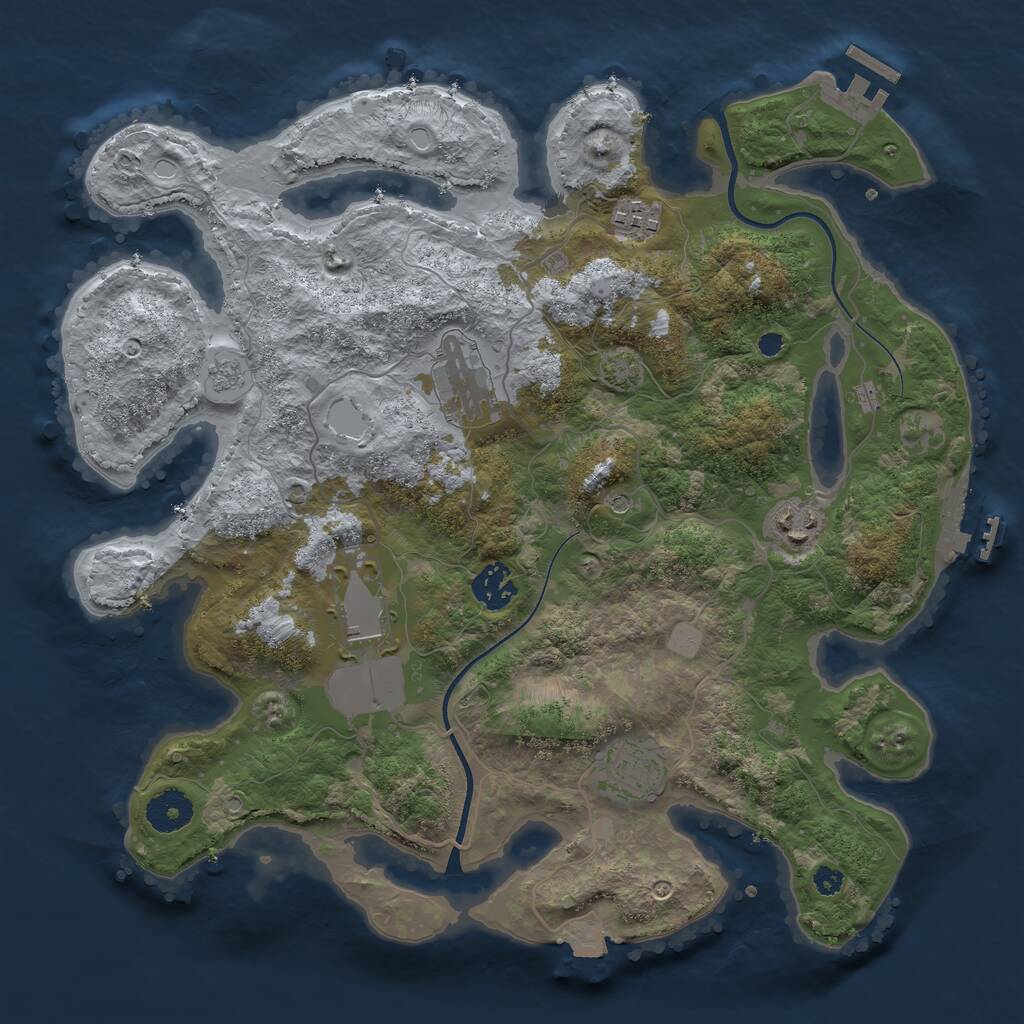 Rust Map: Procedural Map, Size: 3500, Seed: 19993656, 12 Monuments
