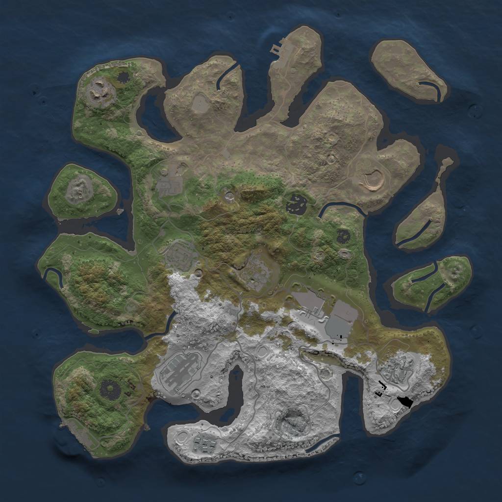 Rust Map: Procedural Map, Size: 3550, Seed: 31301, 18 Monuments