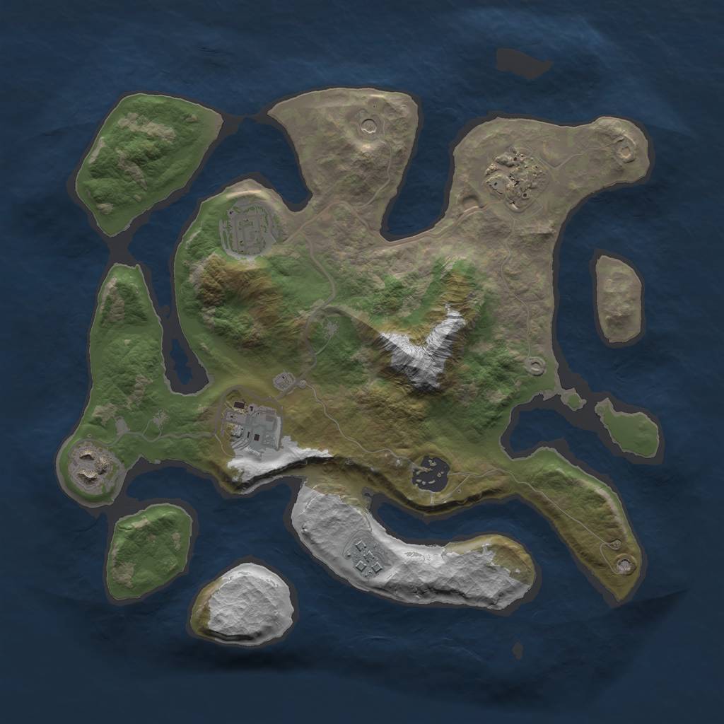 Rust Map: Barren, Size: 3000, Seed: 1514876970, 9 Monuments