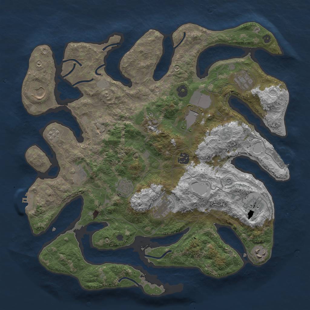 Rust Map: Procedural Map, Size: 3950, Seed: 845338128, 19 Monuments