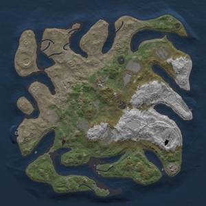 Thumbnail Rust Map: Procedural Map, Size: 3950, Seed: 845338128, 19 Monuments