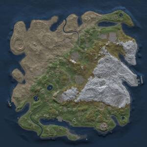 Thumbnail Rust Map: Procedural Map, Size: 3950, Seed: 845338128, 17 Monuments