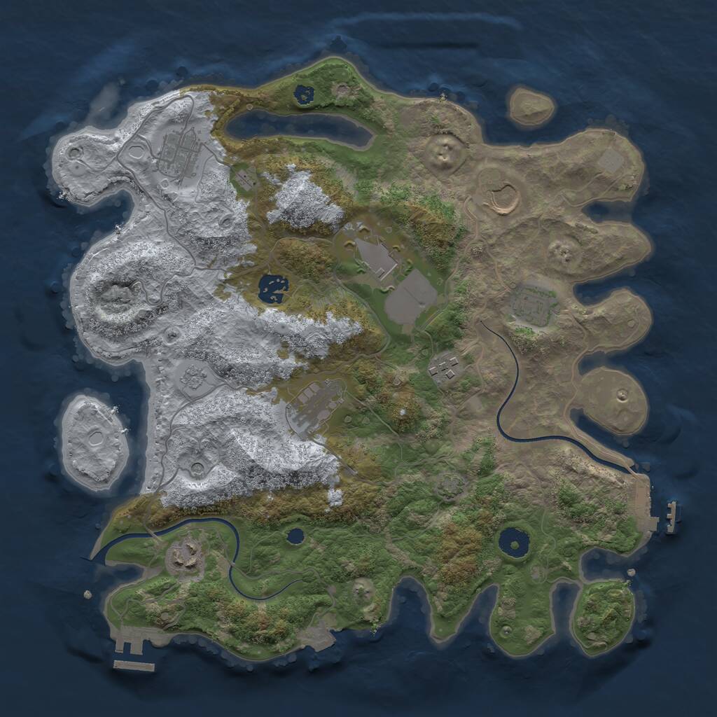 Rust Map: Procedural Map, Size: 3550, Seed: 943879, 14 Monuments
