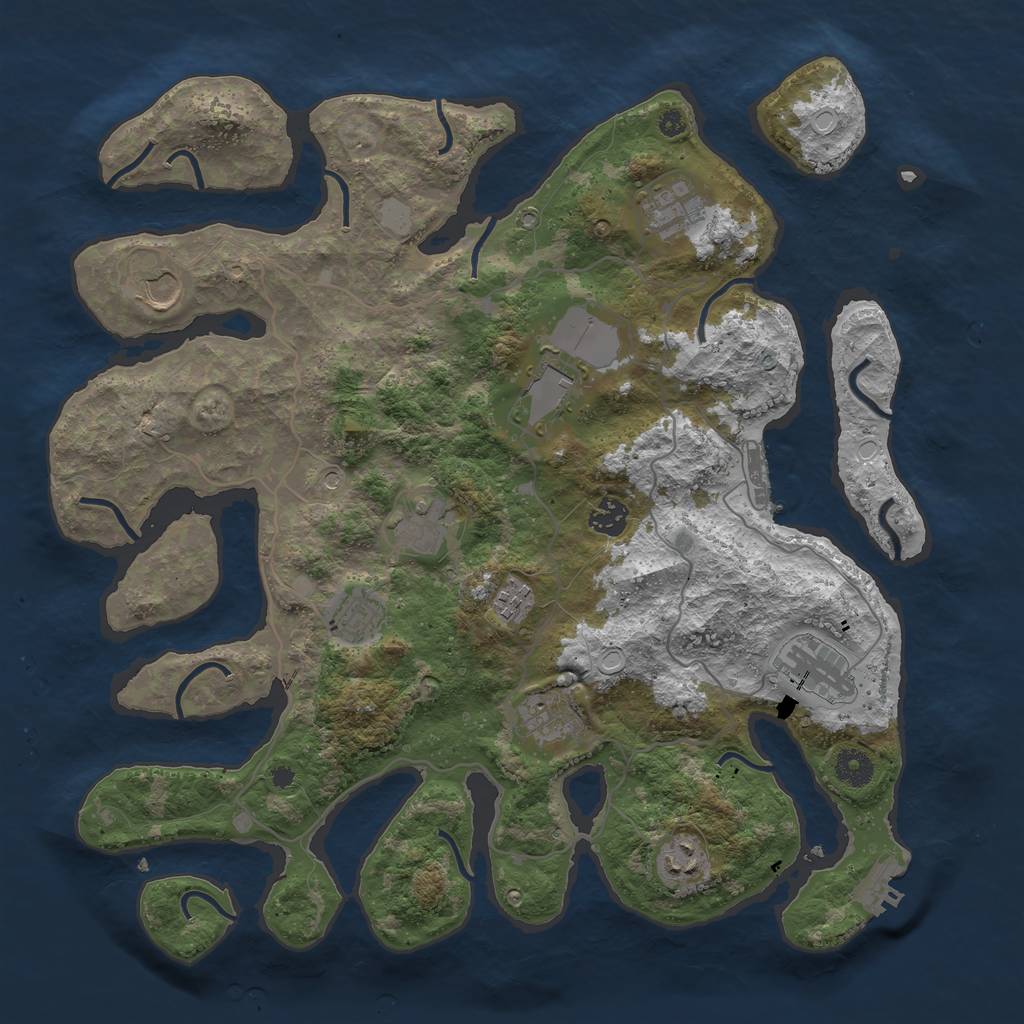 Rust Map: Procedural Map, Size: 4000, Seed: 45646506, 18 Monuments