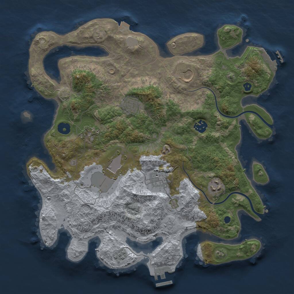 Rust Map: Procedural Map, Size: 3550, Seed: 307856, 13 Monuments