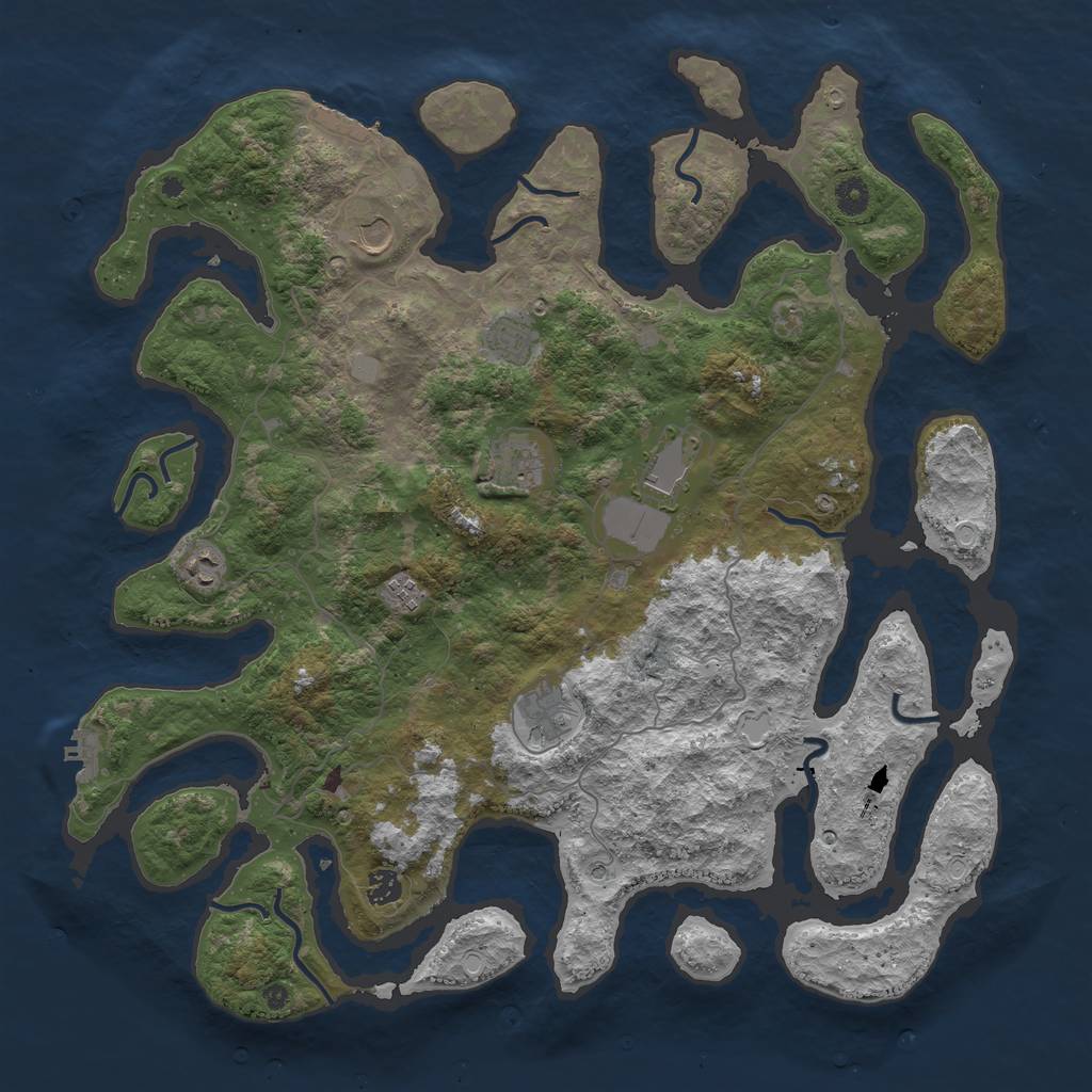 Rust Map: Procedural Map, Size: 4500, Seed: 13, 16 Monuments