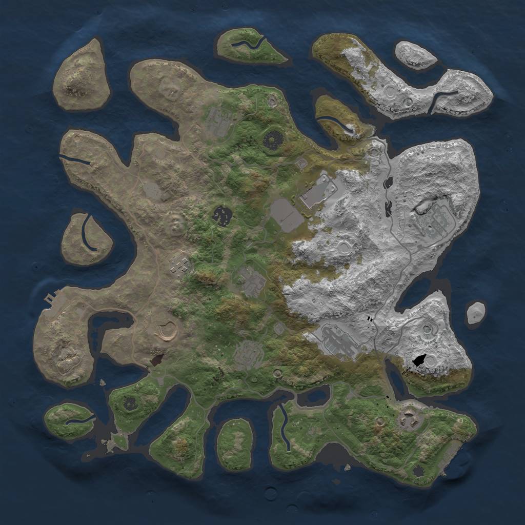 Rust Map: Procedural Map, Size: 4000, Seed: 436743, 18 Monuments