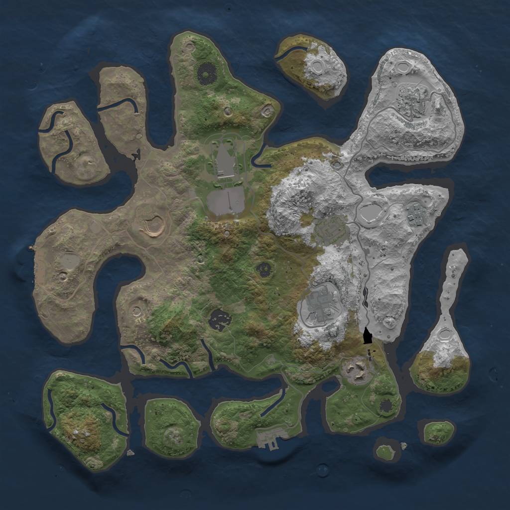 Rust Map: Procedural Map, Size: 3550, Seed: 371807, 16 Monuments