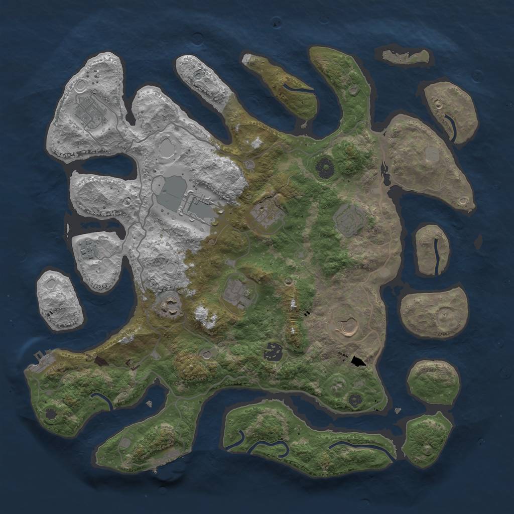 Rust Map: Procedural Map, Size: 4000, Seed: 259134, 17 Monuments