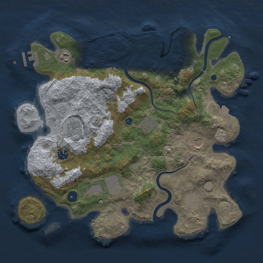 Rust Map: Procedural Map, Size: 3700, Seed: 155, 14 Monuments