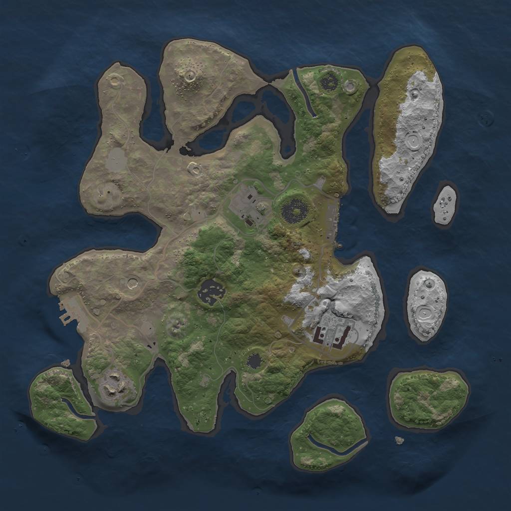 Rust Map: Procedural Map, Size: 3000, Seed: 2023062841, 12 Monuments