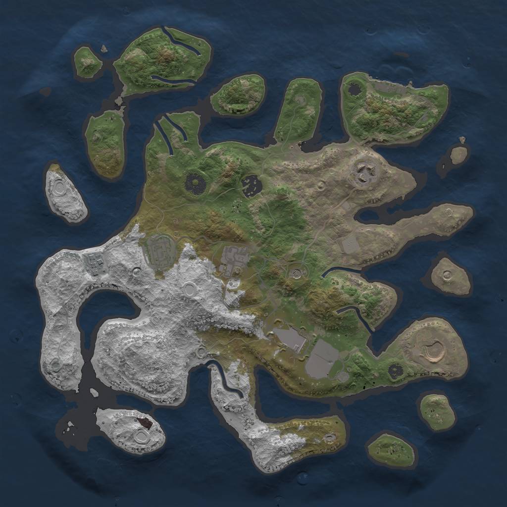 Rust Map: Procedural Map, Size: 3550, Seed: 171373, 14 Monuments