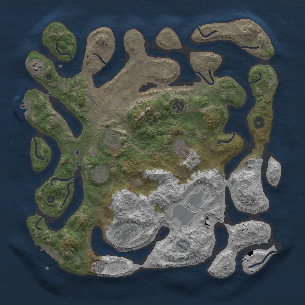 Rust Map: Procedural Map, Size: 4000, Seed: 761766, 16 Monuments
