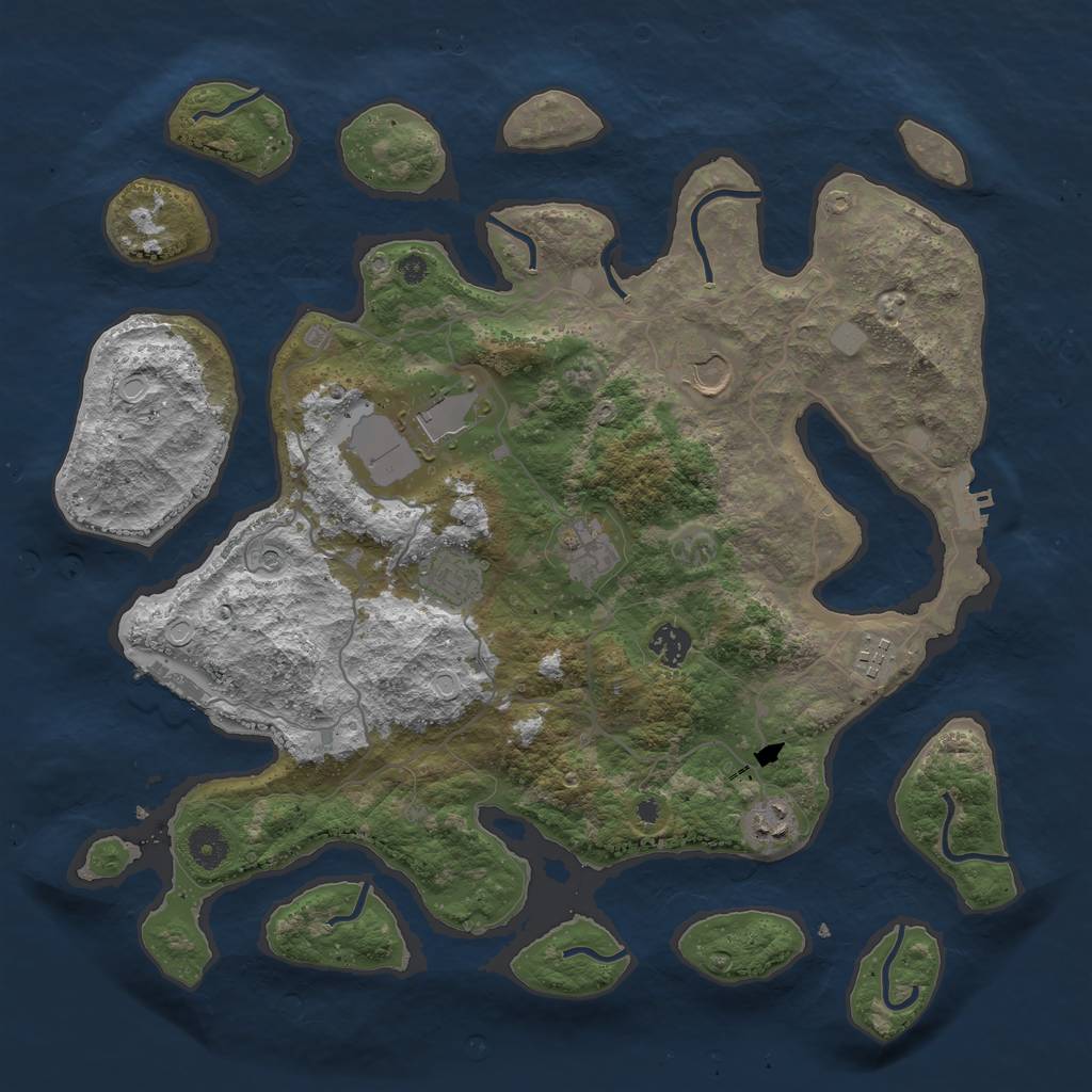 Rust Map: Procedural Map, Size: 4000, Seed: 229953, 15 Monuments