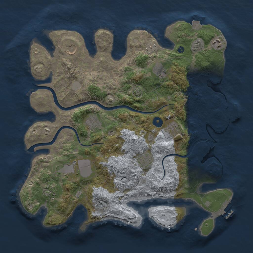 Rust Map: Procedural Map, Size: 3750, Seed: 27546576, 14 Monuments