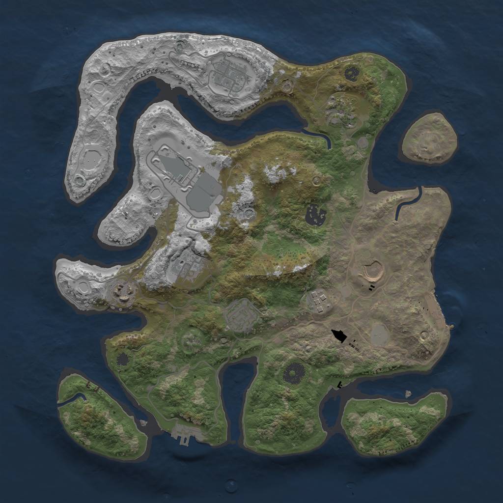 Rust Map: Procedural Map, Size: 3500, Seed: 11451, 17 Monuments