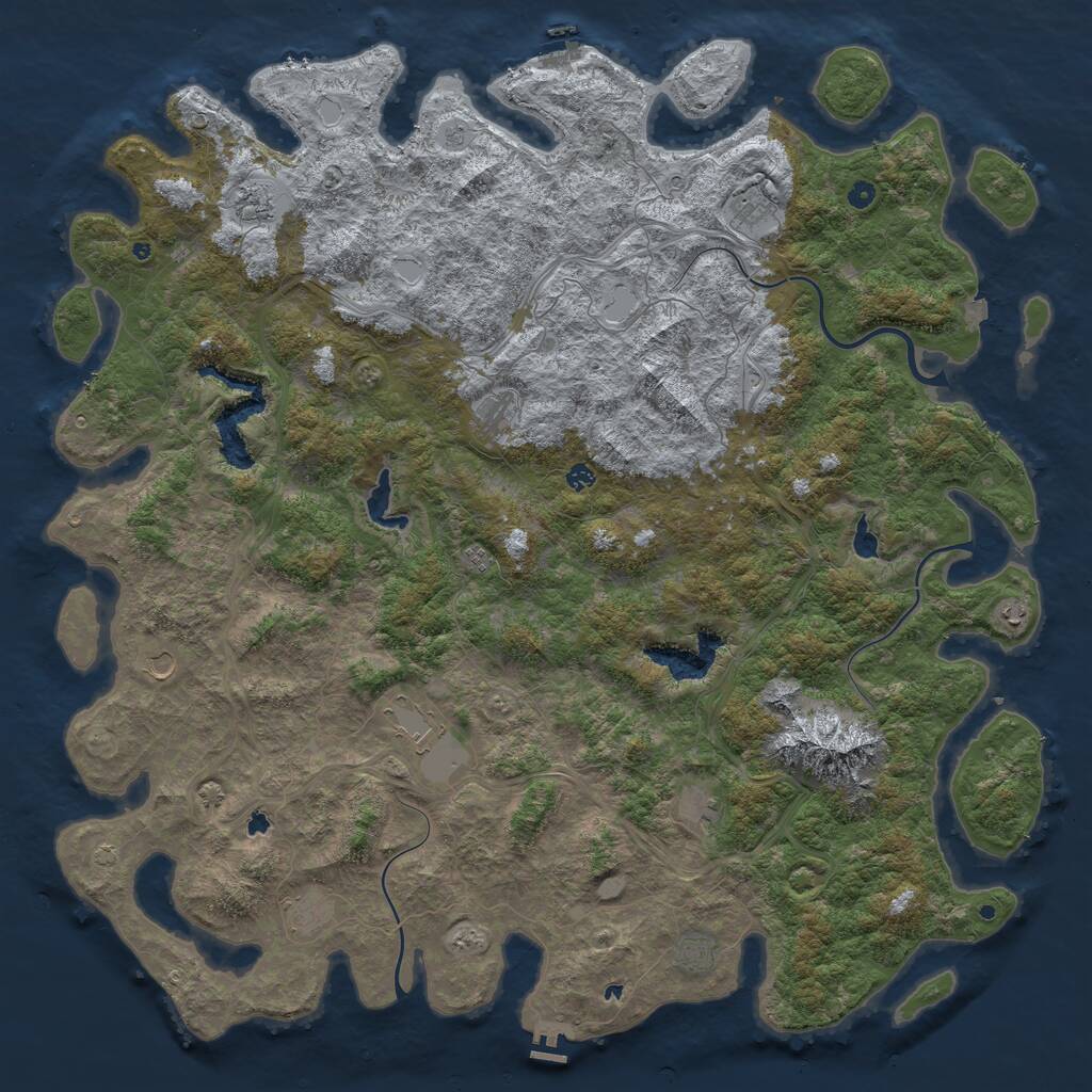 Rust Map: Procedural Map, Size: 6000, Seed: 144051255, 17 Monuments
