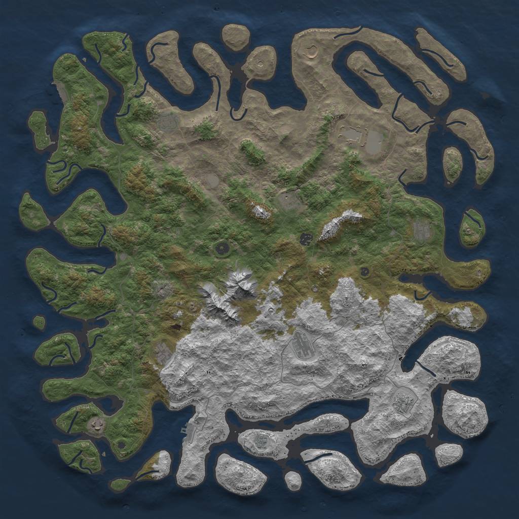Rust Map: Procedural Map, Size: 6000, Seed: 2042835106, 19 Monuments