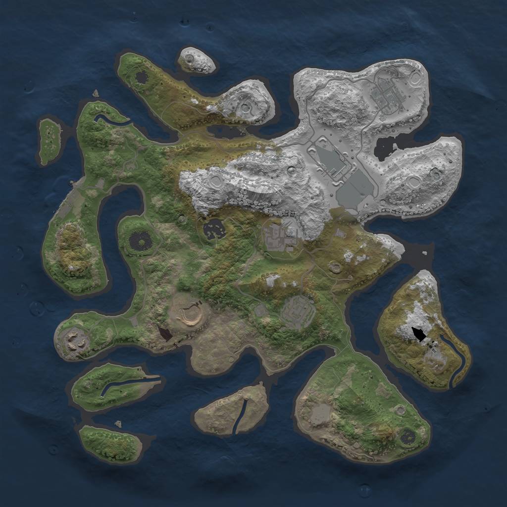 Rust Map: Procedural Map, Size: 3500, Seed: 1623109, 14 Monuments