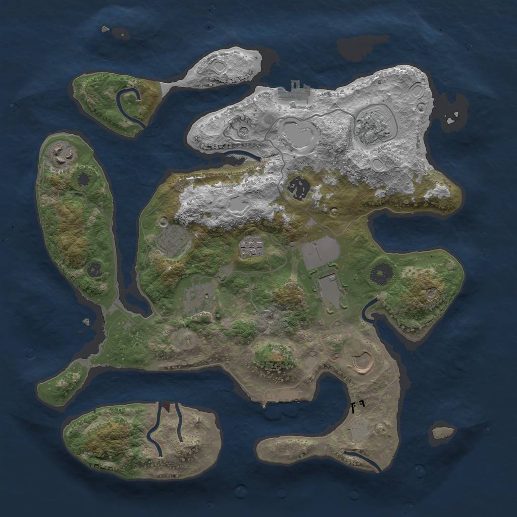 Rust Map: Procedural Map, Size: 3550, Seed: 308133, 16 Monuments