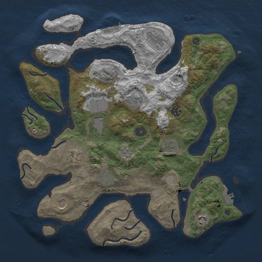 Rust Map: Procedural Map, Size: 3700, Seed: 1028270060, 18 Monuments