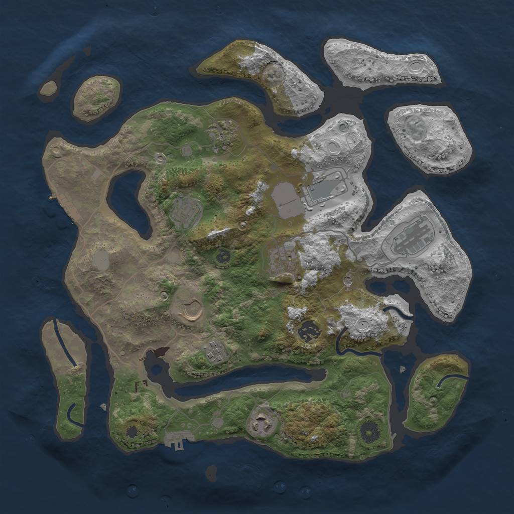 Rust Map: Procedural Map, Size: 3700, Seed: 2144850804, 17 Monuments