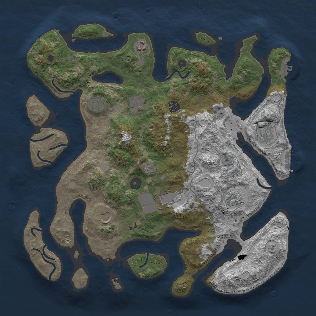 Rust Map: Procedural Map, Size: 4000, Seed: 947860, 17 Monuments