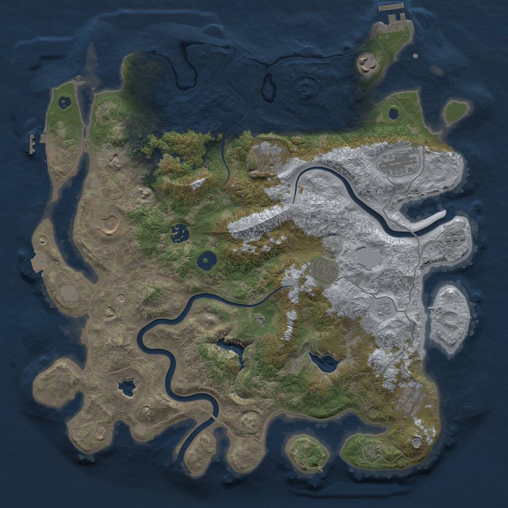 Rust Map: Procedural Map, Size: 4000, Seed: 190046, 14 Monuments
