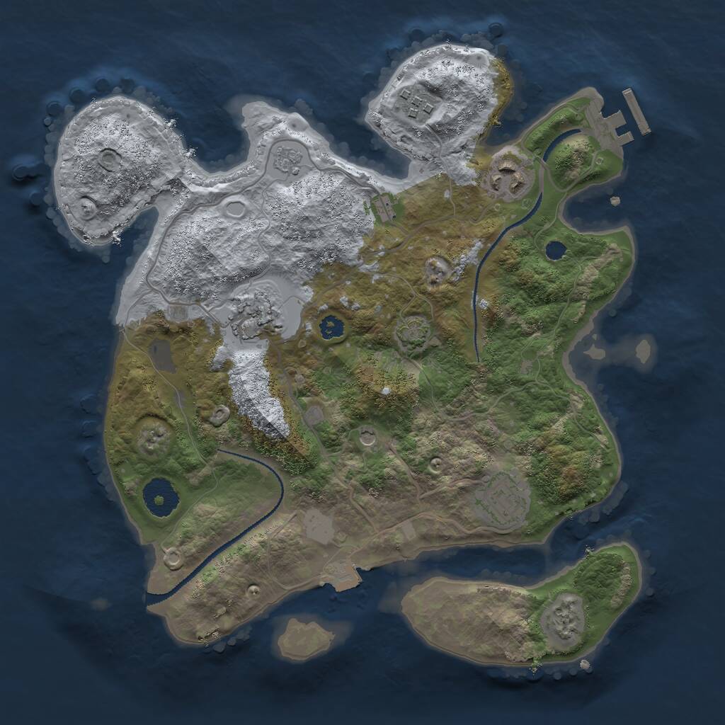 Rust Map: Procedural Map, Size: 3000, Seed: 89517, 9 Monuments