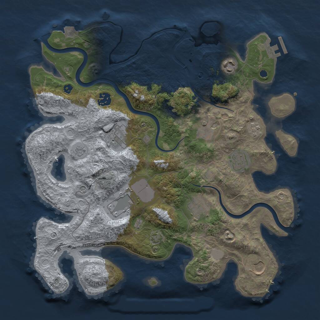 Rust Map: Procedural Map, Size: 3550, Seed: 393654, 14 Monuments