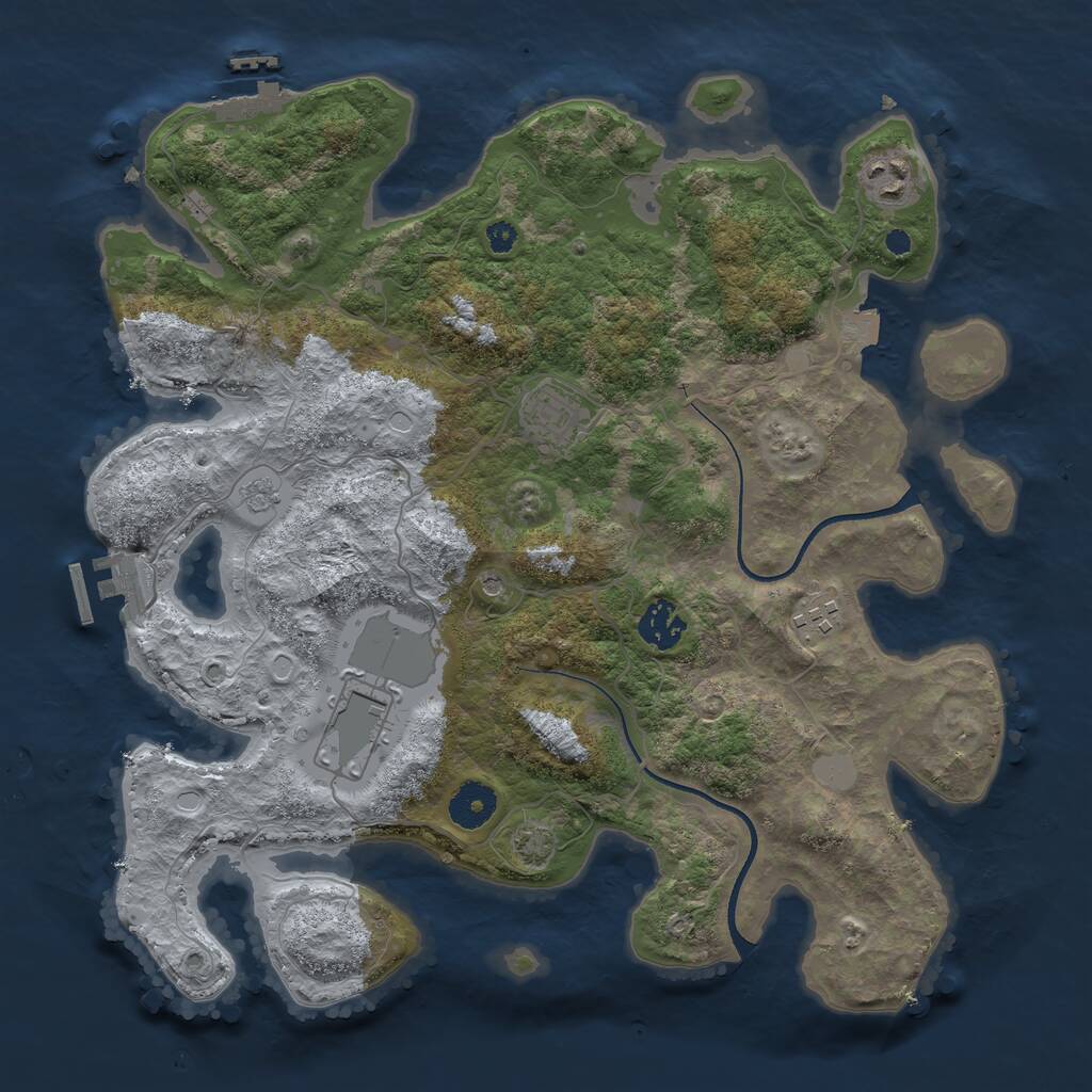 Rust Map: Procedural Map, Size: 3550, Seed: 393654, 11 Monuments