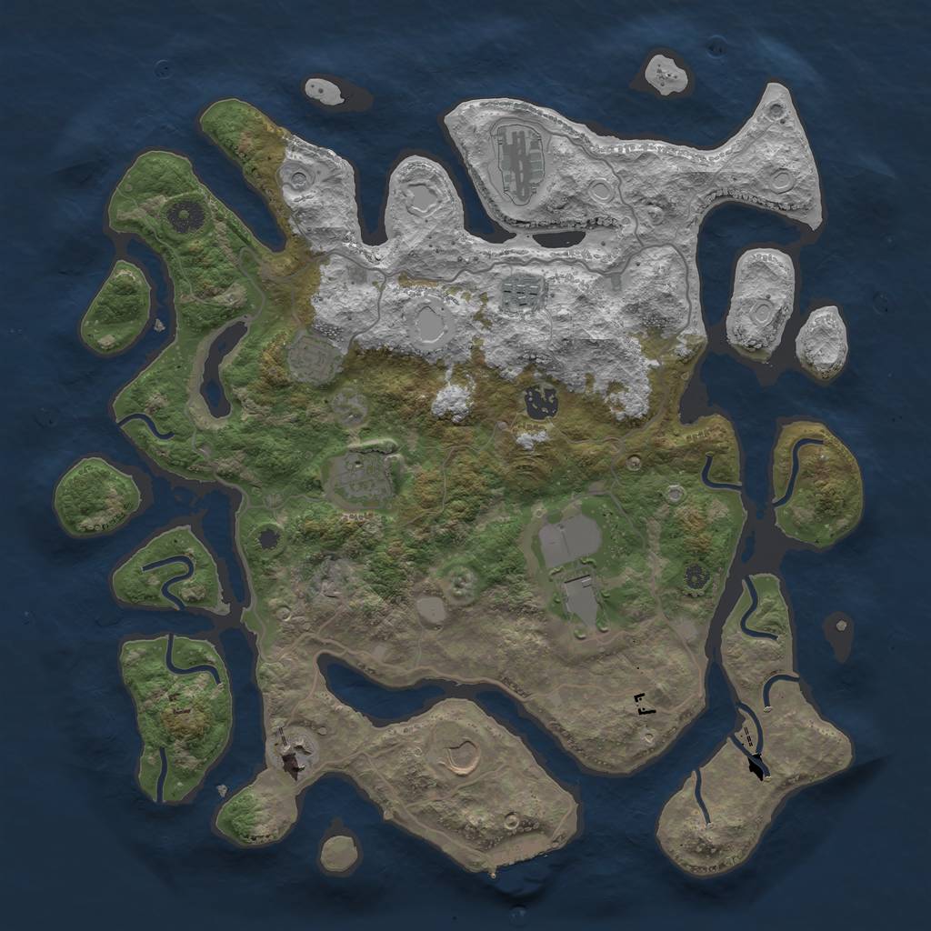 Rust Map: Procedural Map, Size: 4000, Seed: 842394, 15 Monuments
