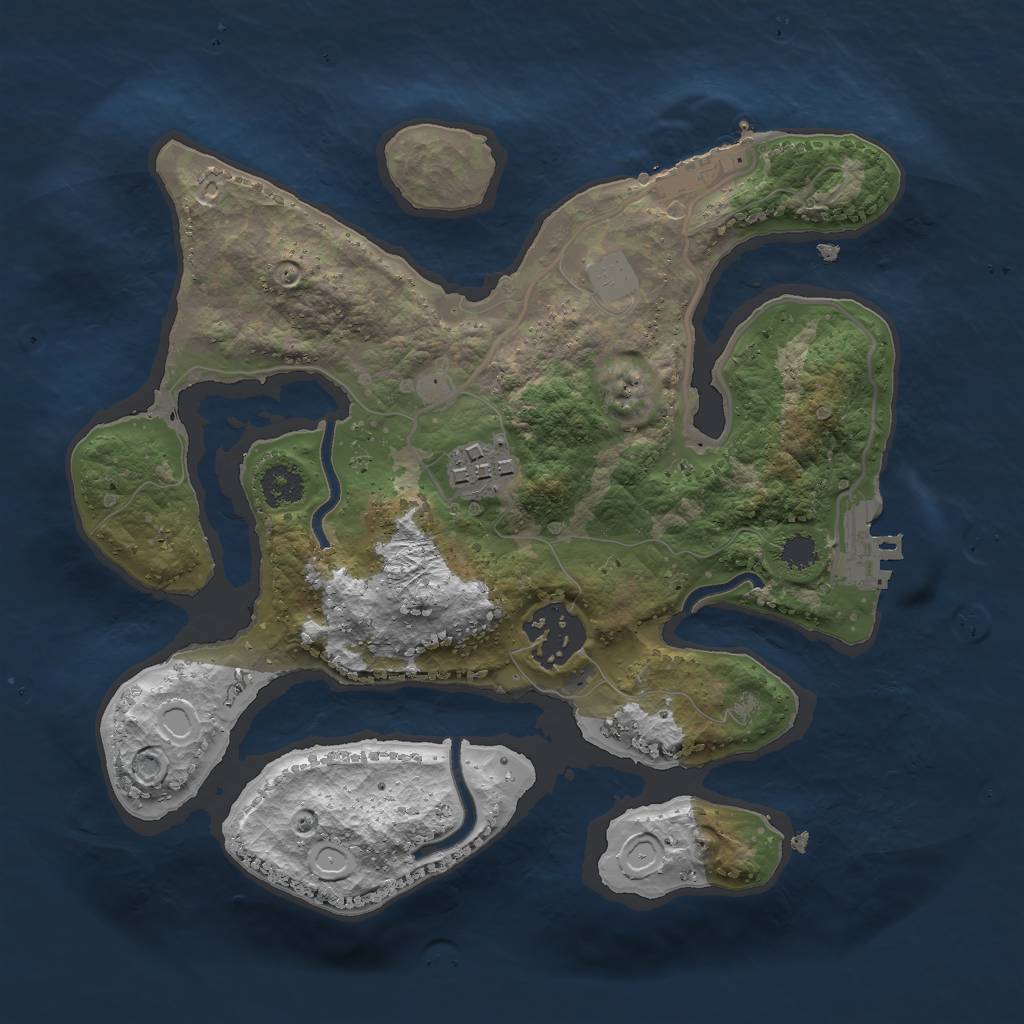 Rust Map: Procedural Map, Size: 2500, Seed: 72365, 9 Monuments