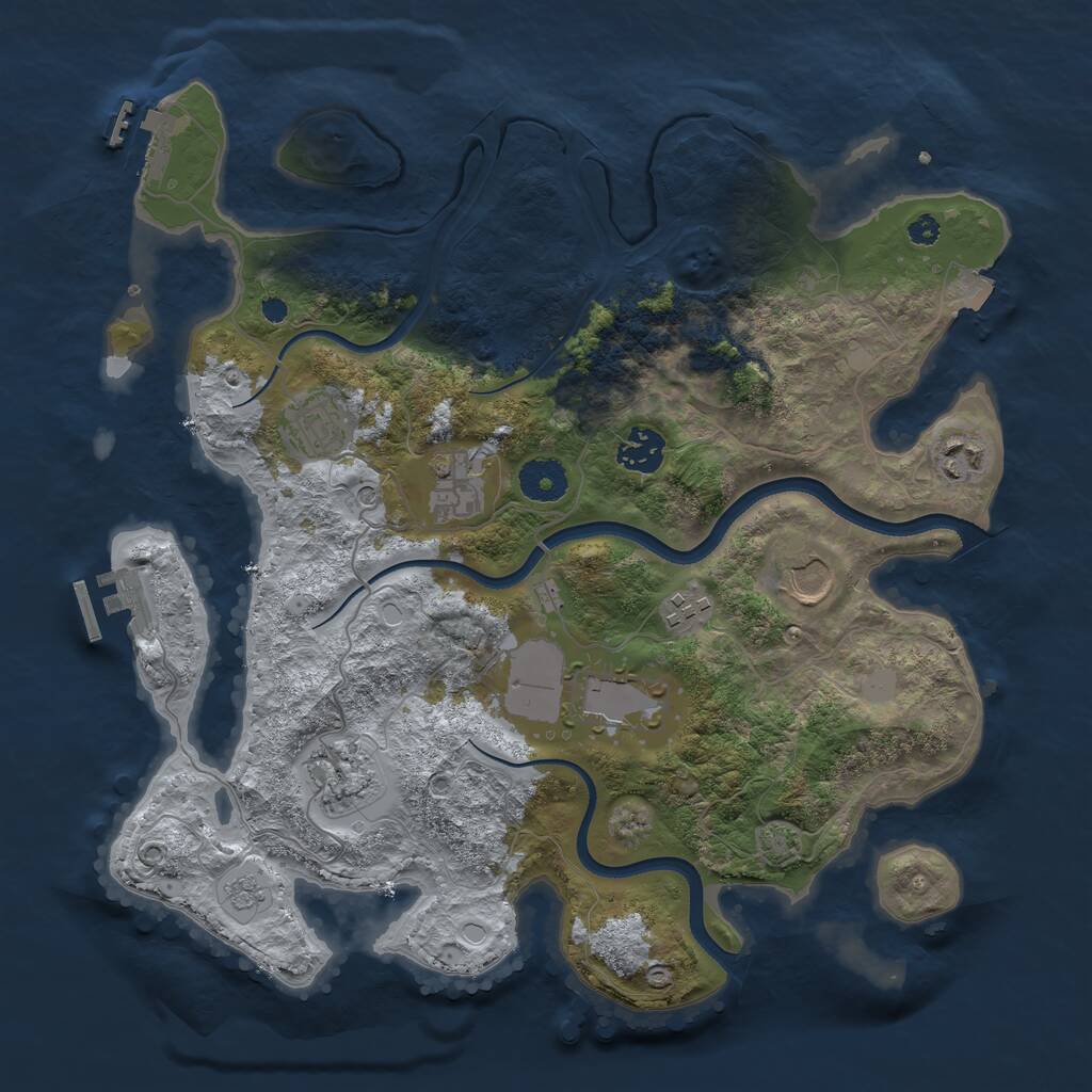Rust Map: Procedural Map, Size: 3550, Seed: 408137, 14 Monuments