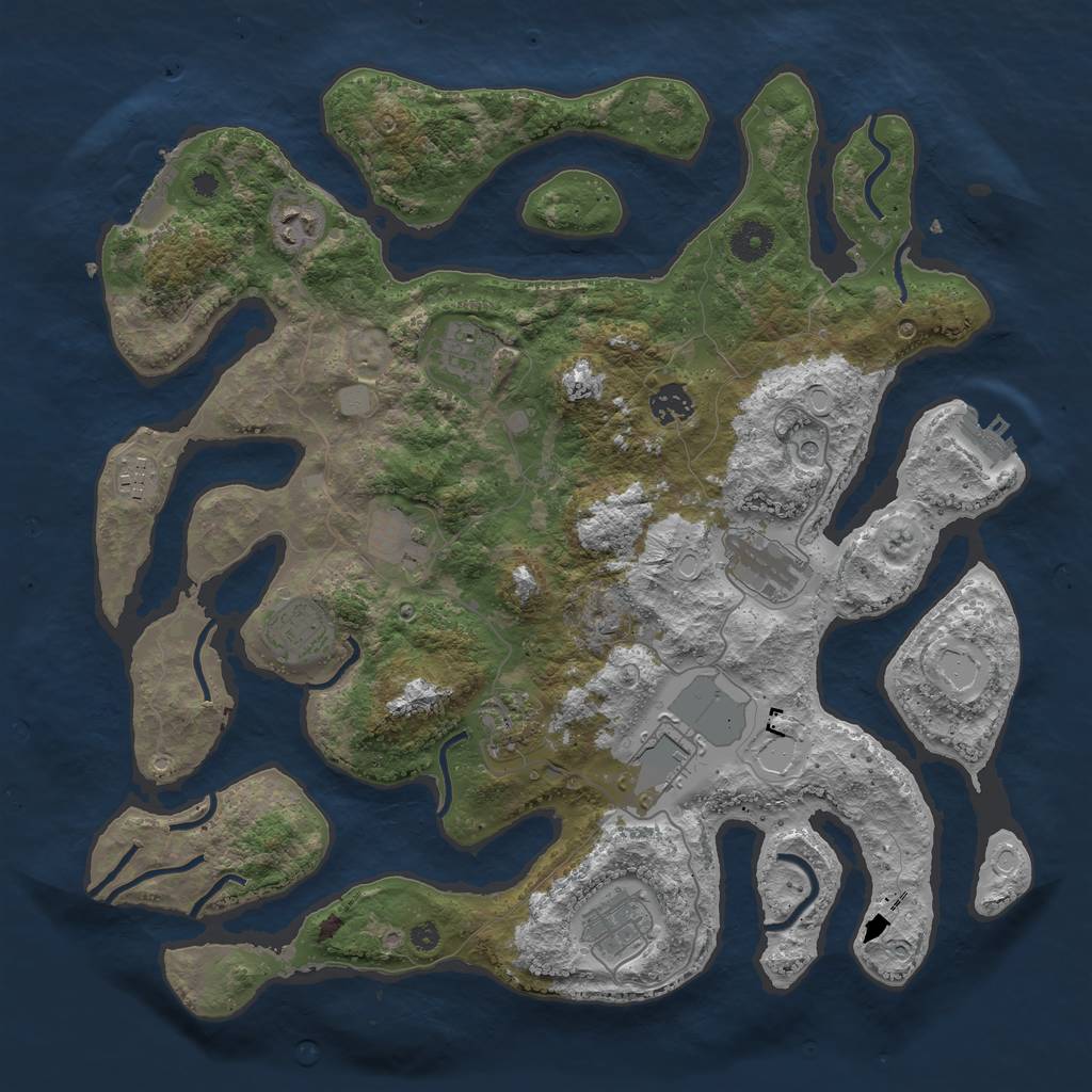 Rust Map: Procedural Map, Size: 3950, Seed: 141010136, 18 Monuments