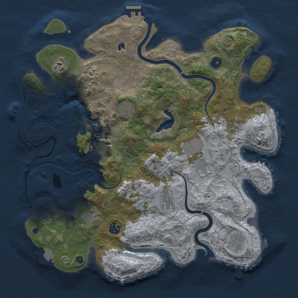 Rust Map: Procedural Map, Size: 4000, Seed: 165354, 16 Monuments