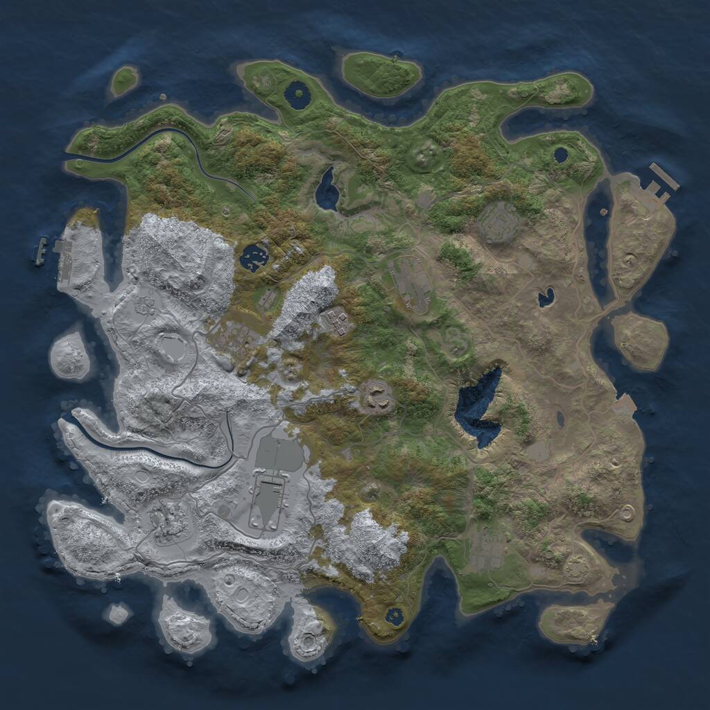 Rust Map: Procedural Map, Size: 4000, Seed: 505793, 14 Monuments