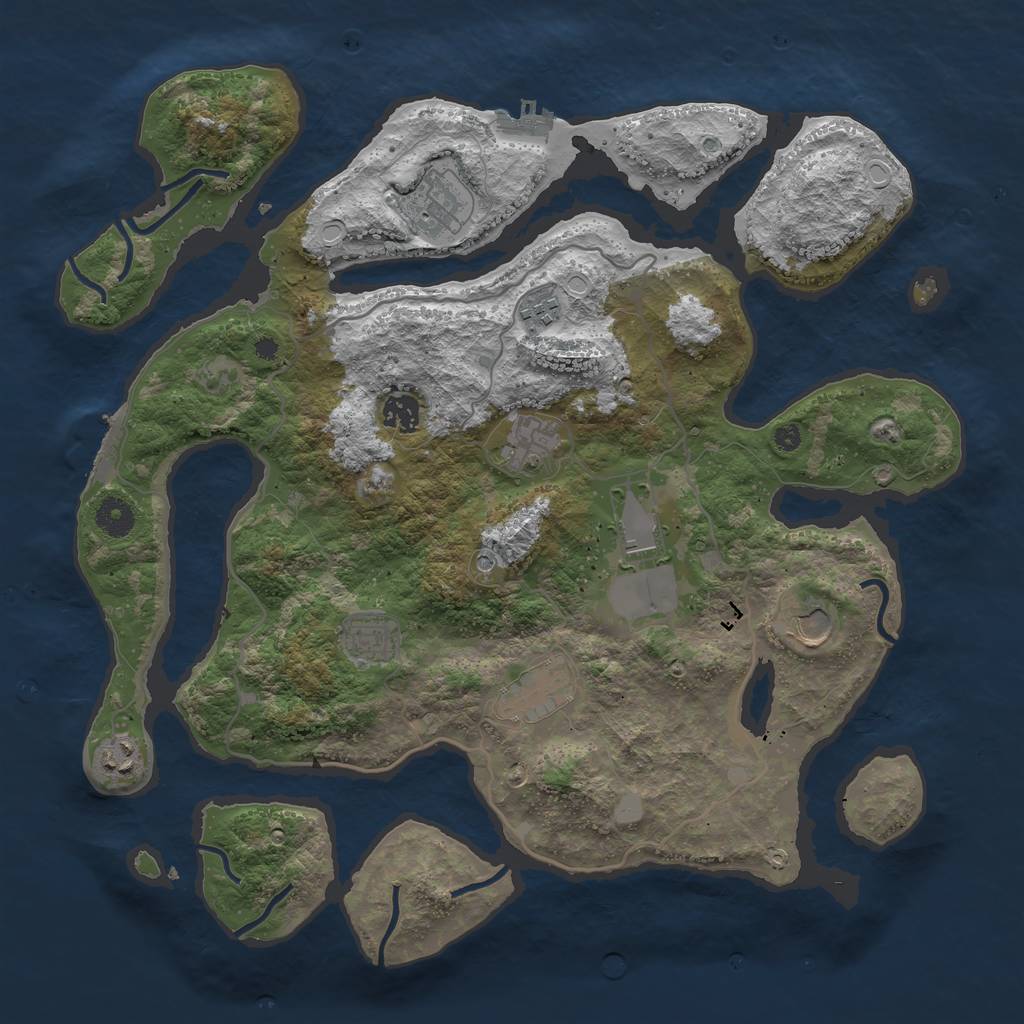 Rust Map: Procedural Map, Size: 4000, Seed: 636952, 17 Monuments