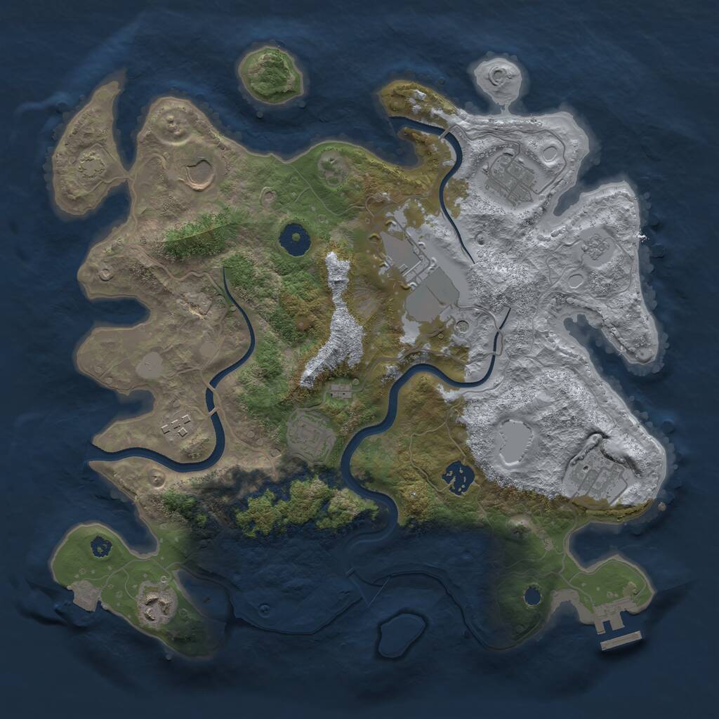 Rust Map: Procedural Map, Size: 3500, Seed: 11101, 13 Monuments