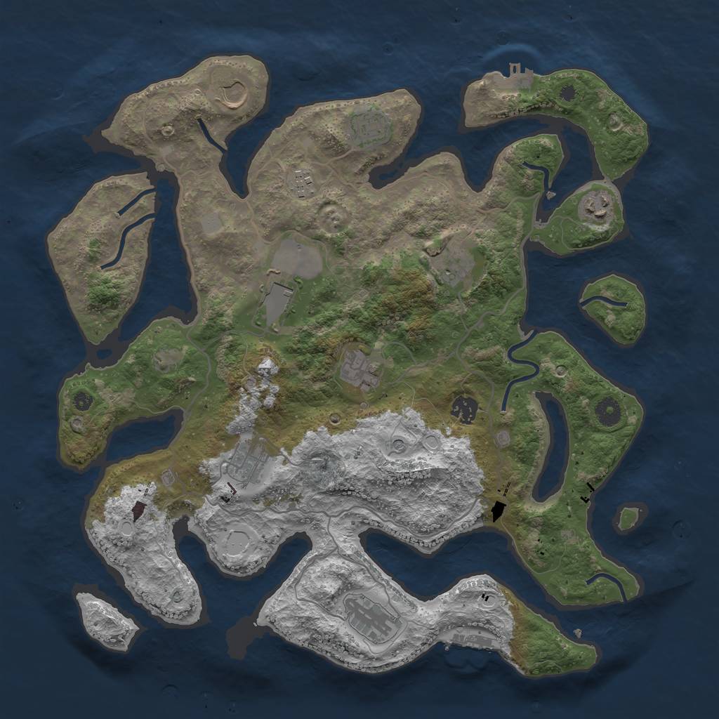 Rust Map: Procedural Map, Size: 4000, Seed: 330492046, 18 Monuments